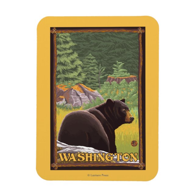 Black Bear in Forest - Washington Magnet (Vertical)