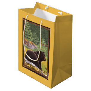 Black Bear in Forest - Washington Medium Gift Bag