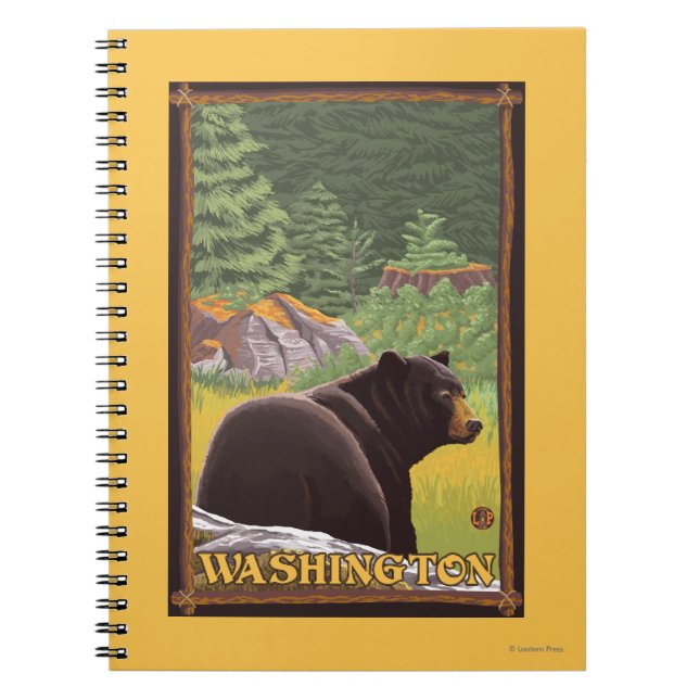 Black Bear in Forest - Washington Spiral Notebook (Front)