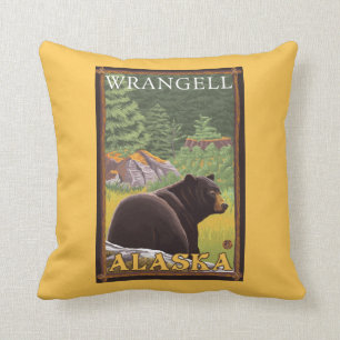 Black Bear in Forest - Wrangell, Alaska Cushion