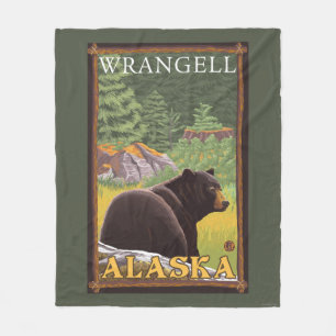Black Bear in Forest - Wrangell, Alaska Fleece Blanket