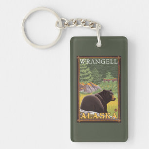 Black Bear in Forest - Wrangell, Alaska Key Ring