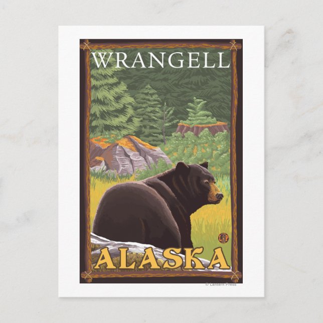 Black Bear in Forest - Wrangell, Alaska Postcard (Front)