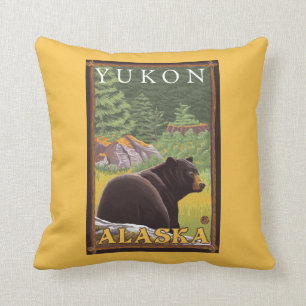 Black Bear in Forest - Yukon, Alaska Cushion