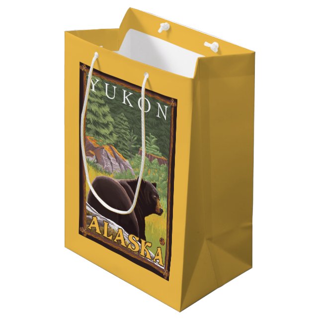 Black Bear in Forest - Yukon, Alaska Medium Gift Bag (Front Angled)