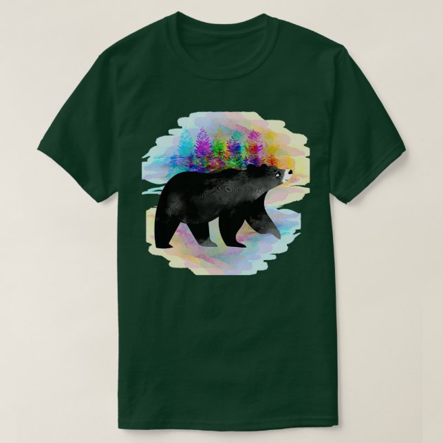 Black Bear in the forest T-Shirt (Design Front)