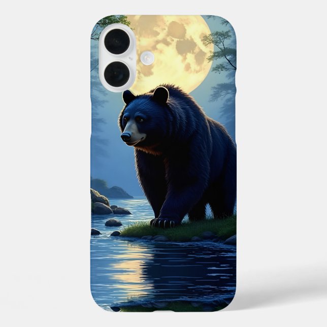 Black Bear in the woods at waters edge Case-Mate iPhone Case (Back)