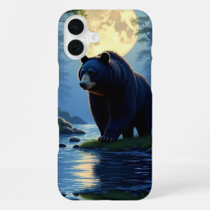 Black Bear in the woods at waters edge iPhone 16 Plus Case