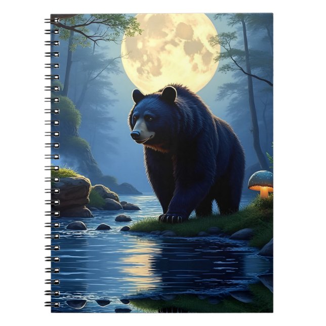 Black Bear in the woods at waters edge Notebook (Front)