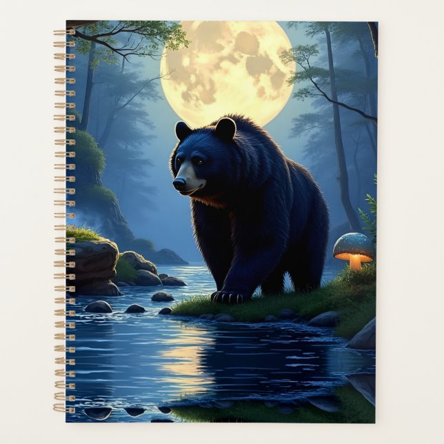 Black Bear in the woods at waters edge Planner (Front)