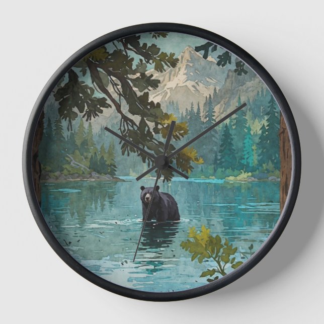 Black Bear Lake Art Clock (Front)