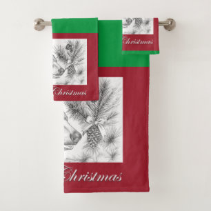 Black Bear Merry Christmas Bath Towel Set