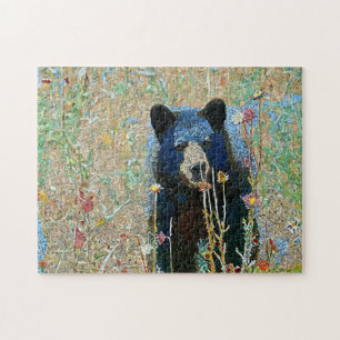 Black Bear Mosaic Pattern Print Jigsaw Puzzle