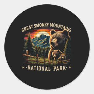 Black Bear Mother Great Smokey Mountains National Classic Round Sticker