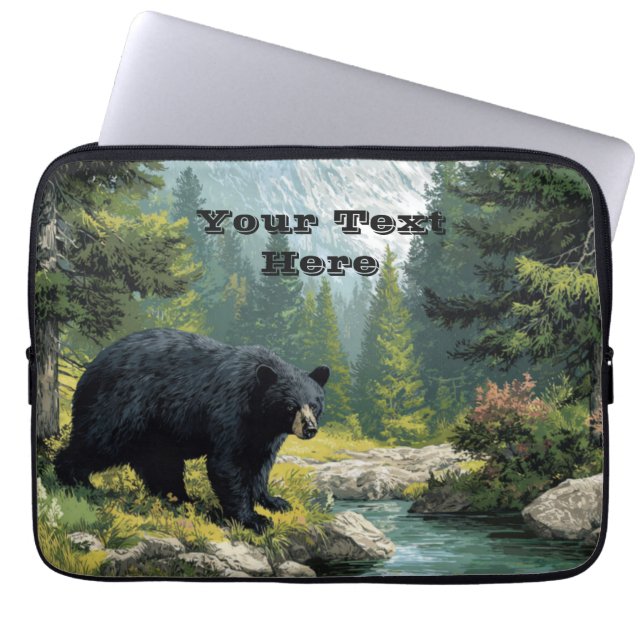Black Bear Nature  Laptop Sleeve (Front)