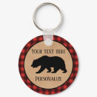 Black Bear On A Red And Black Plaid Personalised
