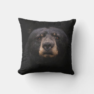 BLACK BEAR ON BROWN WOODEN TREE BRANCH CUSHION