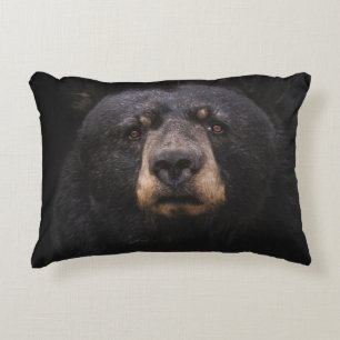 BLACK BEAR ON BROWN WOODEN TREE BRANCH DECORATIVE CUSHION