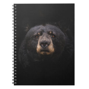 BLACK BEAR ON BROWN WOODEN TREE BRANCH NOTEBOOK