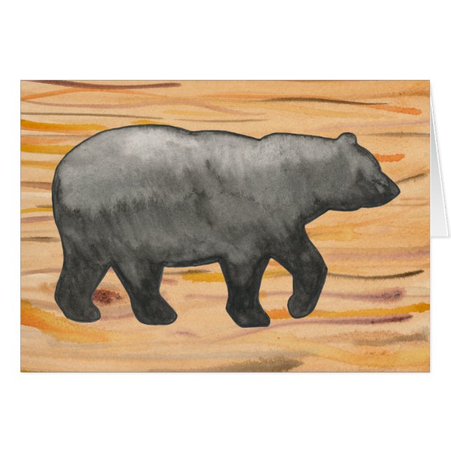 Black Bear on Wood Card (Front Horizontal)