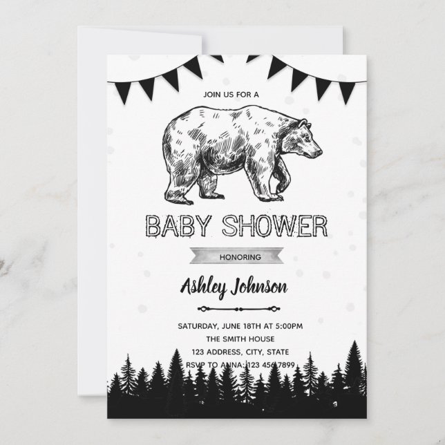 Black bear party invitation (Front)