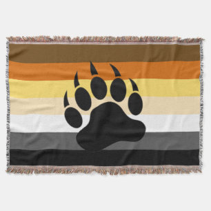 Black Bear Paw on Bear Pride Flag Throw Blanket