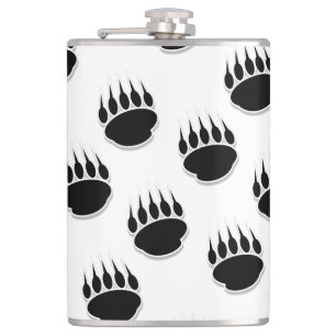 Black Bear Paw Pattern  Hip Flask