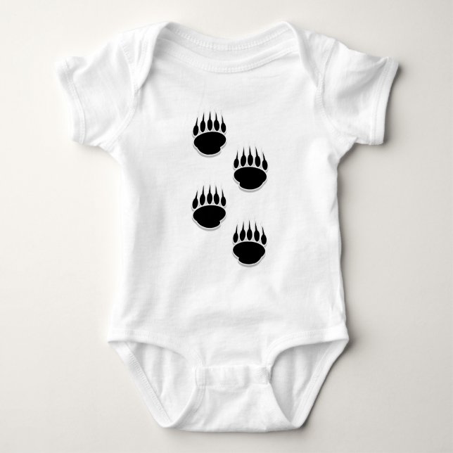 Black Bear Paw Prints Baby Bodysuit (Front)