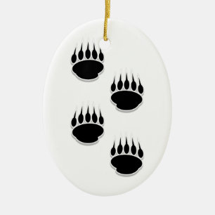 Black Bear Paw Prints Ceramic Tree Decoration