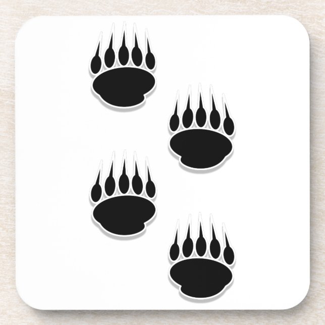 Black Bear Paw Prints Coaster (Front)