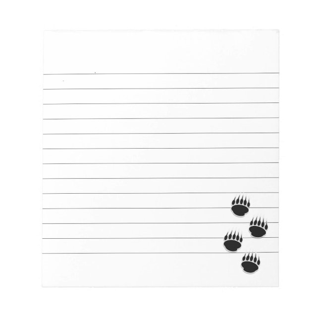 Black Bear Paw Prints Custom Lined Notepad (Front)