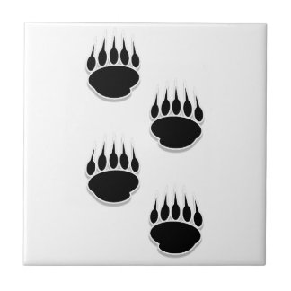 Black Bear Paw Prints Square Tile