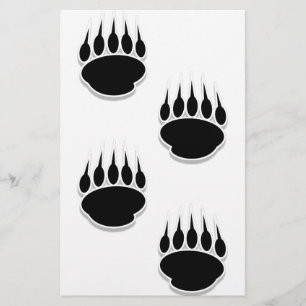 Black Bear Paw Prints Stationery