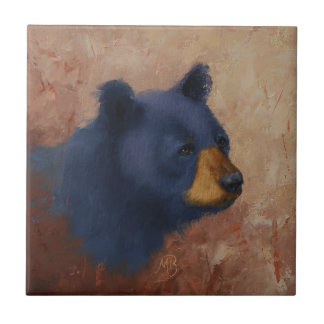 Black Bear Portrait Ceramic Tile