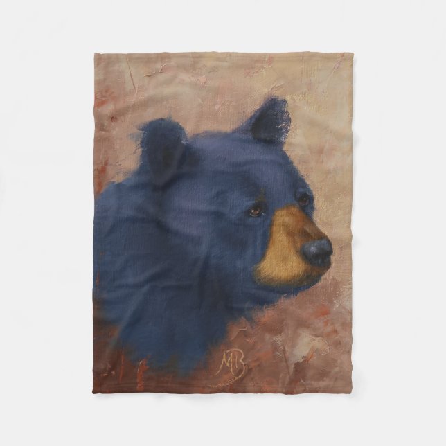 Black Bear Portrait Fleece Blanket (Front)