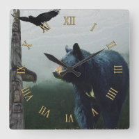 Black Bear, Raven & Totem Pole Art