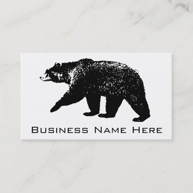 Black Bear Silhouette, Digital Graphic Business Card (Front)
