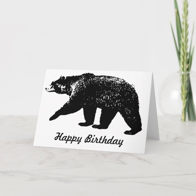 Black Bear Silhouette, Digital Graphic Card (Front)