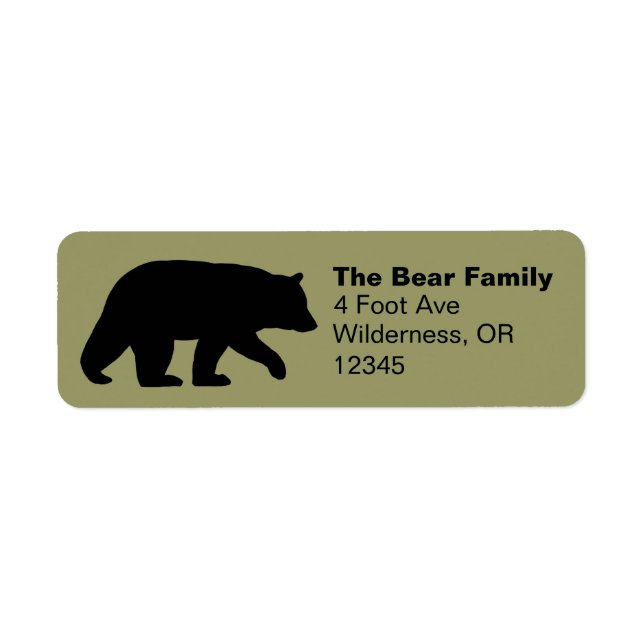 Black Bear Silhouette Return Address Labels (Front)