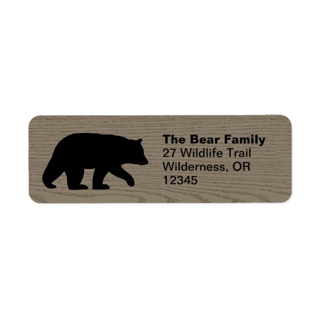Black Bear Silhouette Return Address Labels (Front)