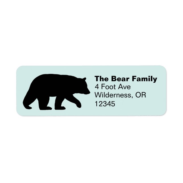 Black Bear Silhouette Return Address Labels (Front)