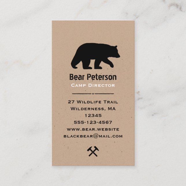 Black Bear Silhouette | Simple Wildlife Outdoors Business Card (Front)