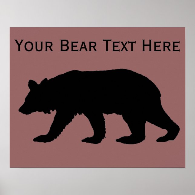 Black Bear Silhouette Template Poster (Front)