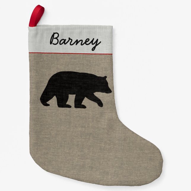 Black Bear Silhouette Wilderness Wildlife County Small Christmas Stocking (Front)