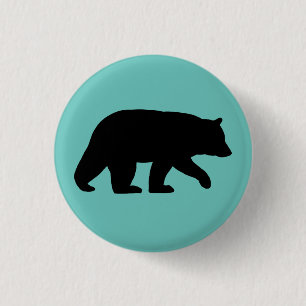 Black Bear Silhouette Wildlife Wild Animal 3 Cm Round Badge