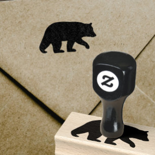 Black Bear Silhouette Wildlife Wild Animal Rubber Stamp