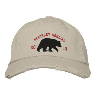 Black Bear Silhouette with Customisable Text Embroidered Hat