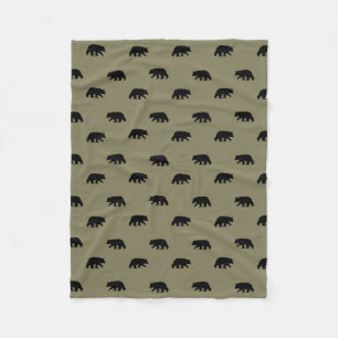 Black Bear Silhouettes Pattern Wild Animal Country Fleece Blanket