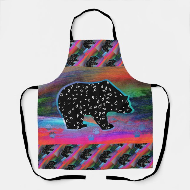 Black Bear Spirit Northern Light Colours Apron (Front)