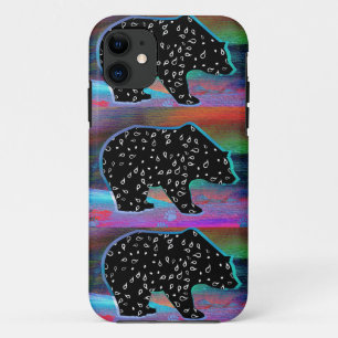 Black Bear Spirit Northern Light Colours Case-Mate iPhone Case
